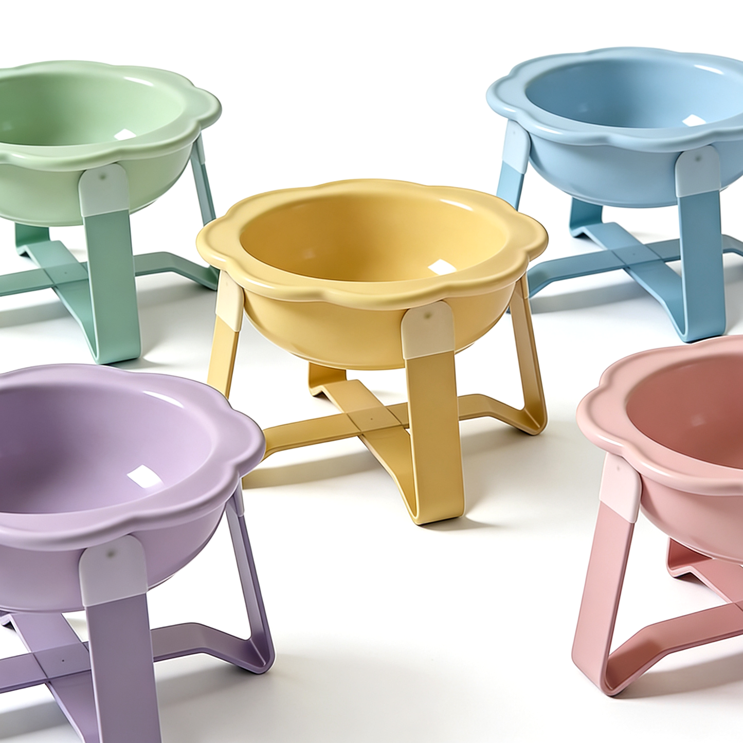 Flower Ceramic Bowl with Stand- Pink