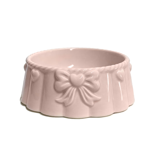 Bow-knot Pink Ceramic Pet Bowl
