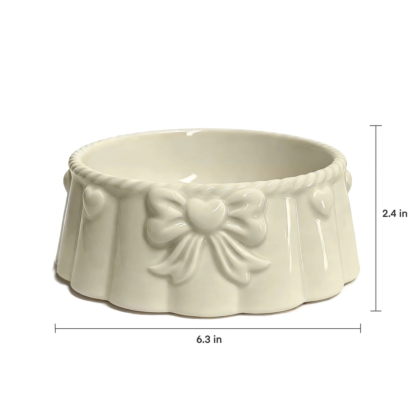 Bow-knot Yellow Ceramic Pet Bowl
